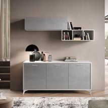 Madia 3 ante battenti Baster linea Prevaling finitura Argento e Bianco Frassino