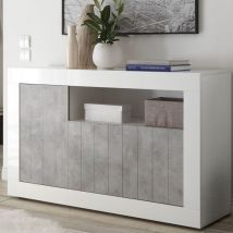 Madia 3 ante linea Laila in finitura Bianco Lucido e Cemento