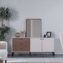 Toscohome - Madia con 2 ante e 3 cassetti colore beige e kaplan 173.3x79H cm - Piedra