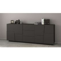 Madia 4 Ante 3 Cassetti Moderna 220x44x86cm - Infinity - Colore: Antracite Opaco