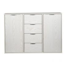 madia bellahome "kristy" bianco venato 2 ante e 4 cassetti, 116x35x80 cm