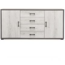 Madia con 2 ante e 4 cassetti centrali 174 cm in melaminico Bianco Frassino - vale