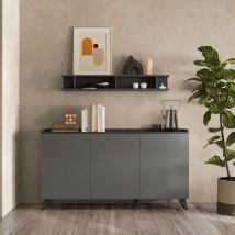 Madia moderna con tre ante 181x99H cm colore ardesia piombo - Polan