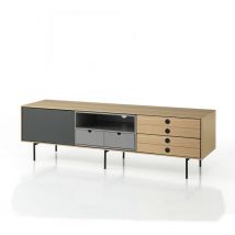 Oresteluchetta - Madia porta tv effetto legno finitura rovere cm. L.170 P.40 H.51