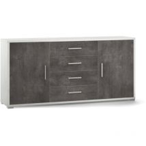Mobile 2 Ante 4 Cassetti Kit Ossido Bianco Ossido Nero 84X174X41 Cm