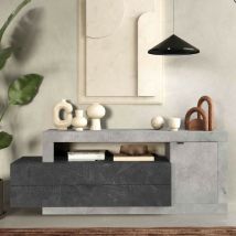 Madia soggiorno 1 anta 2 cassetti L159x65x42 cm - Freedom cemento / piombo