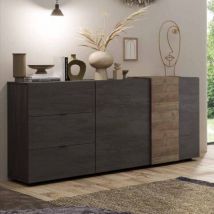 Madia soggiorno 2 ante 3 cassetti l 181 Nero Titanio / Mercure - Venus