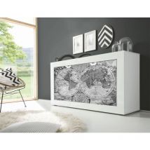 Madia Vintage Map 2 Linea Fancy finitura Bianco lucido con Serigrafia