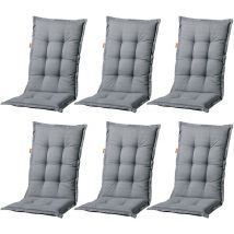 6er Set Hochlehner Gartenstuhl Auflagen mit Kopfpolster, grau - Madison