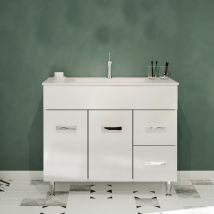 Saniverre - madrid Meuble salle de bain sur pieds simple vasque Blanc largeur 100 cm