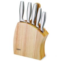 Maestro - MR-1411 Bloque Cuchillos Cocina Profesional, 7 pcs.,Taco de Madera, 5 Cuchillos Hojas de Acero Inoxidable, Mangos Ergonómicos Integrados,