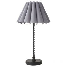 Maeve Scallop Pleated Tapered Shade Matte Black Bobbin Table Lamp with led Bulb