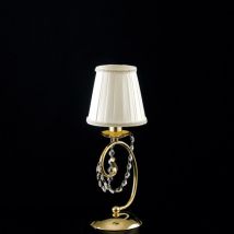 Bonetti Illumina - Magda - Lampe de table 1 lumière en fer doré avec abat-jour H.27 - Ø13 - BL146-LT-OR-PAR