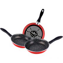 Zanvic - Magefesa K2 Rojo Juego 3 Sartenes 24-26-28cm, Inducción, Antiadherente piedra libre de pfoa, Acero Vitrificado Rojo