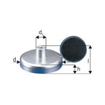 Magnete Piatto Con Manicotto Filettato, d ø: 40 Mm, Altezza Totale l 18 Mm, Altezza h Magnete 8 Mm Di Diametro D1 Del Manicotto: 10 Mm, Filettatura M5