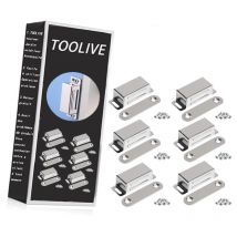 Dontodent - 6 Piece Heavy Duty Cupboard Door Magnets Stainless Steel Strong Magnetic Door Catch with 24 Screws for Furniture Cabinet Cupboard Wardrobe