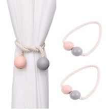 Blue Dream - Embrasses Rideaux Magnétiques, 2 Pièces Perles en Bois Embrasses de Rideaux, Perles en Bois Embrasses Rideaux Magnétiques pour Fenêtre