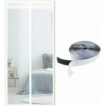 Mimiy - Magnetic Fly Screen Door, Top to Bottom Magnetic Seal, Automatic Closing, Keeps Fresh Air in (120x210cm, White Stripes)