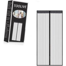 Toolive - Magnetic Screen Door, Mesh Curtain, Magnetic Top-to-Bottom Seal Snaps Shuts Automatically, Keep Fresh Air in (80x210 CM,Black)