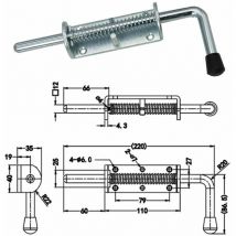 Rosemary - Federbelasteter Riegel, 220 mm, Metallzylinderriegel mit Griff, robuster federbelasteter Riegelstift für Hoftor, Schuppen, Anhänger, Garage