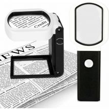 Fuhuida Trading - Magnifier with Light and Stand, 25X 10X Illuminated Handheld Hands co.ukee Magnifier 9 led Illuminated Magnifier for Reading,