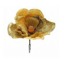 Magnolia decorativa per albero di natale con clip - colore oro - addobbo di natale