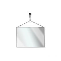 Magnolia - specchio bagno rettangolare 70x50cm con cornice in ecopelle nera o cuoio, colore cuoio