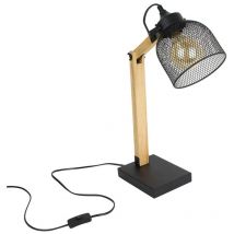 Altobuy - mago - Lampe à Poser Orientable en Pin Abat-Jour Grillage Métal Noir