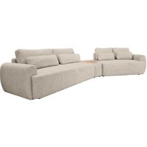 Bestmobilier - Mahina - canapé d'angle droit - 5 places avec bout de canapé - convertible avec coffre - en tissu bouclette