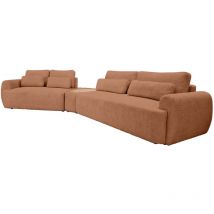 Mahina - canapé d'angle gauche - 5 places avec bout de canapé - convertible avec coffre - en tissu bouclette