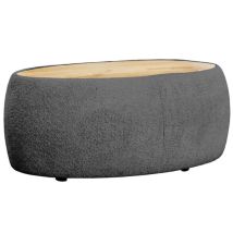 Mahina - table basse ovale - en tissu bouclette et plateau en bois - 114 cm