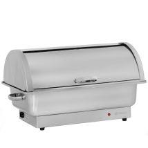 Mahlzeit elektrischer Edelstahl Chafing Dish mit GN 1/1 Behälter, 9 Liter, bis 80°C, mit Rolltop