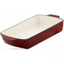 Mahlzeit - Gusseisen Auflaufform eckig 3,8 Liter Dark Cherry Induktionsgeeignet, inkl. 2 Griffe