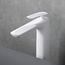 Mai&mai - Armatur Wasserhahn Bad Weiß WAM-7201 Waschbeckenarmatur 28cm hoch Badinstallationen Einhebelmischer in modernem Design