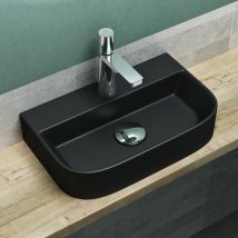 Aufsatzwaschbecken Hängewaschbecken bth: 38x23,5x8cm Waschschale Waschbecken aus Keramik Schwarz matt Brüssel003 - Mai&mai