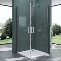 Mai & Mai Duschkabine 100x80 Eckeinstieg Hebe-Senk Mechanismus Duschabtrennung ESG-Sicherheitsglas Lotus-Effekt Faltbar Ravenna24