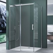 Mai & Mai Duschkabine Duschabtrennung 8mm Sicherheitsglas mit NANO 100x120cm Eck-Dusche mit Schiebetür Ravenna18