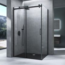 Mai & Mai Duschkabine mit Schiebetür 70x150x195cm Duschabtrennung 8mm ESG-Sicherheitsglas Nano-Beschichtung Hebe-Senk-Mechanismus Rav19 Schwarz