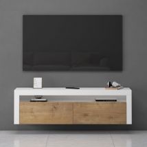 Mai&mai - Fernsehschrank tv Schrank Lowboard Hängeschrank 2 Türen mit Soft-Close Fernsehtisch für Wohnzimmer in matt Weiß + Kerneiche bth: 160x40x46