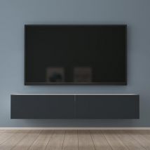 Mai&mai - Fernsehtisch Fernsehschrank tv Schrank Verdeckter Griff mit Soft-Close Lowboard Hängeschrank für Wohnzimmer in Matt Weiß + Matt Anthrazit
