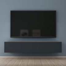 Mai&mai - Fernsehtisch Fernsehschrank tv Schrank Verdeckter Griff mit Soft-Close Lowboard Hängeschrank für Wohnzimmer in Kerneiche + Matt Anthrazit