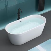 Mai & Mai Freistehende Badewanne Acryl 170x80cm Oval Standbadewanne Weiß inkl. Push-Open Ablaufgarnitur V520OA