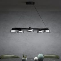 Mai&mai - Pendelleuchte 59cm led Hängelampe Rund 5 Flammig 3000K/4000K/6000K Verstellbares Kabel Schwarz Hängeleuchte für Esszimmer Wohnzimmer