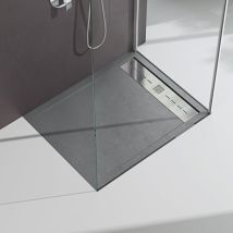 Mai&mai - Receveur De Douche Gris 100x80cm Pour Salle De Bain Receveur Rectangulaire En Résine De Haute Qualité Design Corvus