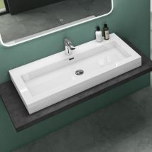Waschbecken Col18 Hängewaschtisch Aufsatzwaschbecken Mineralguss Weiß 1 Armaturenloch rechteckig Breite: 90 cm - Mai&mai