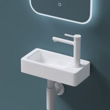 Waschbecken Gäste-WC Hängewaschbecken aus Keramik in weiß mit Nano-Beschichtung Brüssel3053L - Mai&mai