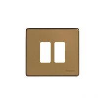 Plaque 2 Places En Aluminium Couleur Bronze Pour Boîte Ronde