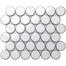Mosaïque en céramique sur maille pour salle de bain ou cuisine 30.6 cm x 26.5 cm - White dots