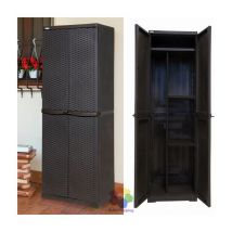 Trioplast - Armadio rattan pvc resina portascope polirattan marrone scuro 65x45x184h