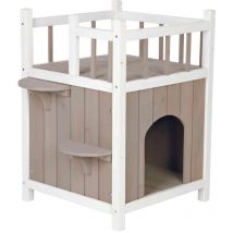 Maison avec balcon pour chat 45 x 65 x 45 cm pour l'extérieure ou l' intérieure Animallparadise